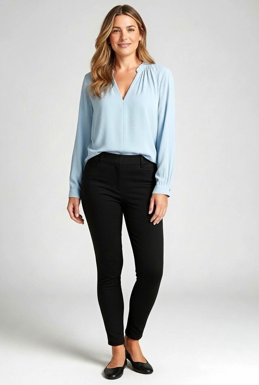 Time and Tru Women's High Rise Skinny Jegging Pants Stretch Black L 12-14